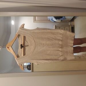 Escada sleeveless cashmere sweater XS $325 Beige Swarovski crystal logo Shell